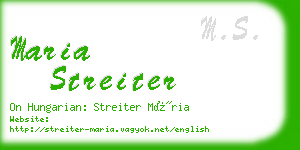 maria streiter business card